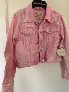 Sweet Stories NWT Girls' Pink Denim Jacket Size 10/12 Medium